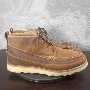 Twisted X 4" Wedge Sole Mens Size 14W Soft Toe Brown Oiled Saddle Lace Up Boots
